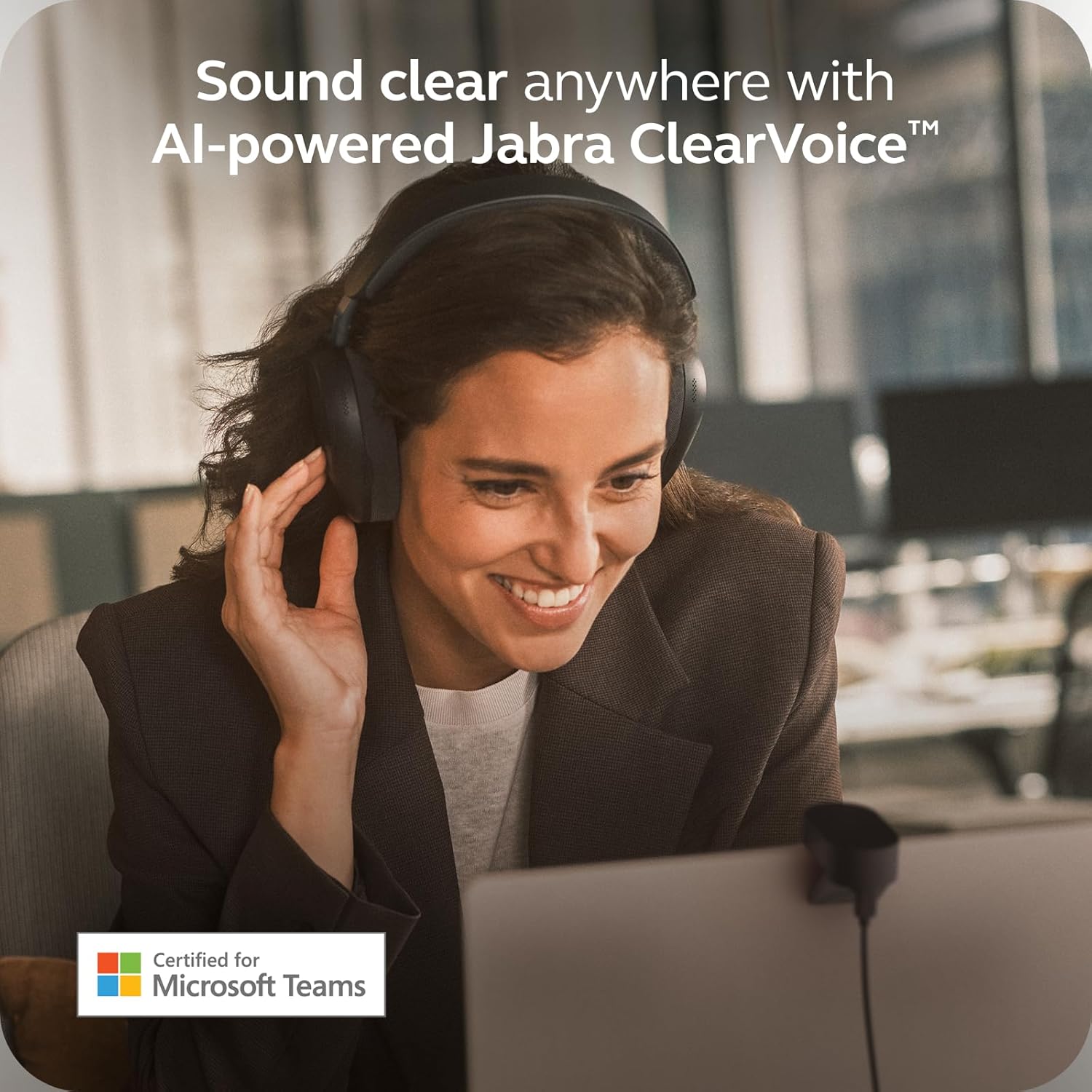Jabra Evolve3 85 Over-Ear USB-A Wireless Bluetooth Headset with Mic and Wireless Charging Stand for Work, AI Voice Call Technology, Adaptive ANC, 25-Hour Battery, Works with Online Meeting Apps