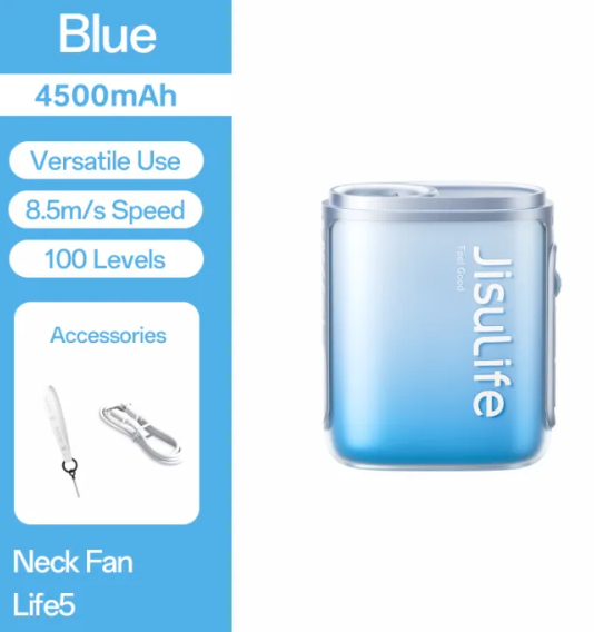 Jisulife Handheld Fan Life10 4500mAh Portable 5 Speeds Strong Wind Rechargeable Electric Turbo Fans with LED Digital Display Safety Lock Suitable for Student Office Commuter
