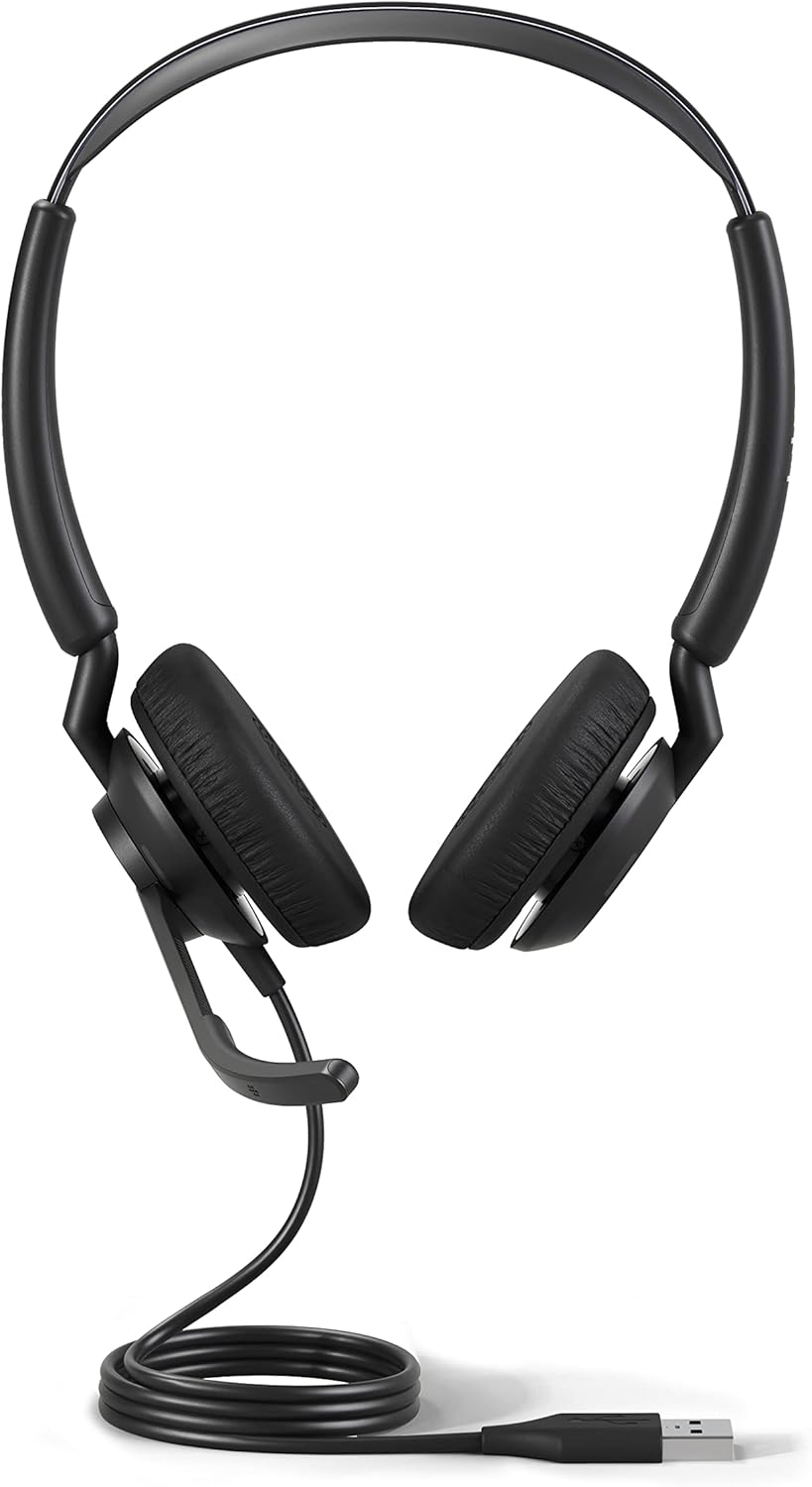 Jabra Engage 50 II  USB-A Wired Stereo Headset with Link Call Control - Noise-Cancelling 3-Mic Technology and, Ultra-Lightweight - MS Teams Certified, Works with All Other Platforms