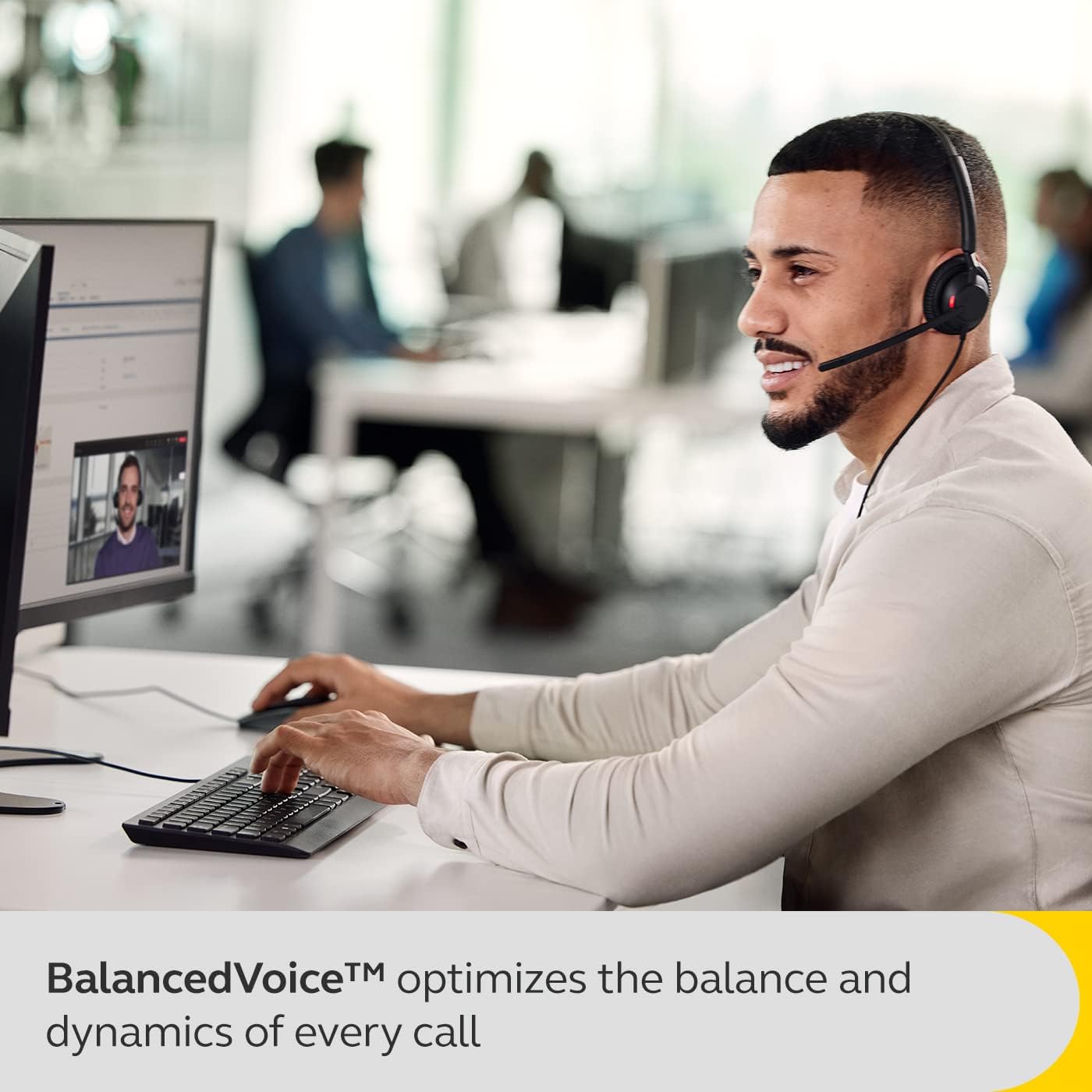 Jabra Engage 40 MS Mono Wired Headset USB-C/A with Inline Call Control - Noise-Cancelling 2-Mic Technology