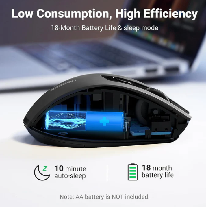 Ugreen Ergonomic Contoured-shape Design Wireless Mouse 2.4GHz&BT