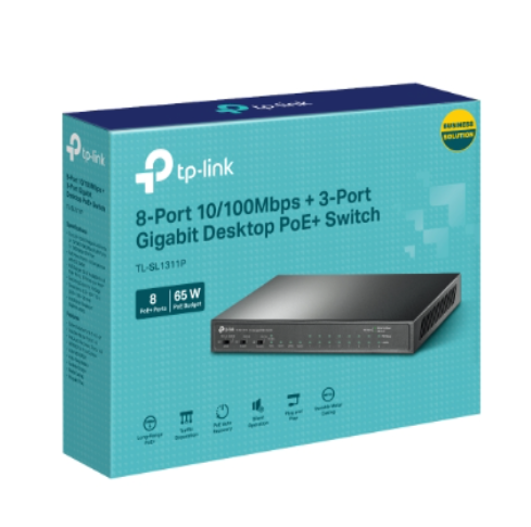TP-Link TL-SL1311P 8-Port 10/100Mbps + 3-Port Gigabit Desktop Switch with 8-Port PoE+