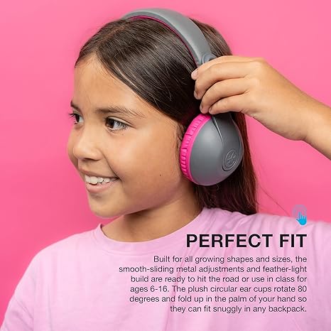 JLab JBuddies Studio 2 On-Ear Kids Wired Headphones Toddler Headphones Kid Safe Studio Volume Safe Volume Limiter Folding Adjustable Noise Isolation with Mic