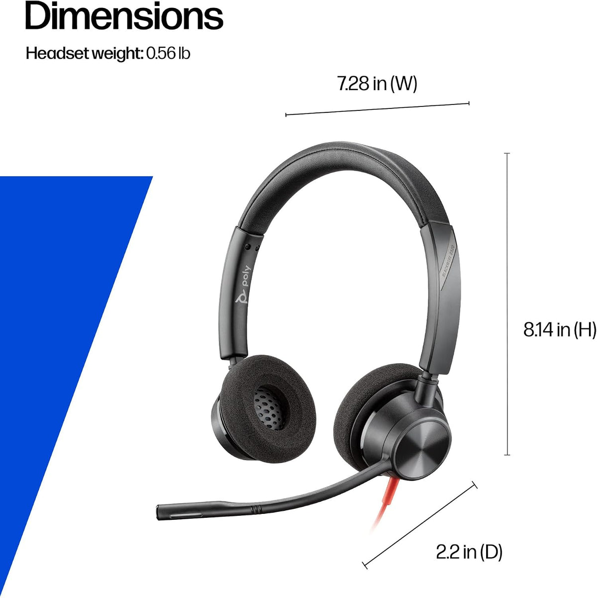 HP Poly Blackwire 3320 Stereo USB-C Headset +USB-C/A Adapter (8X219AA)