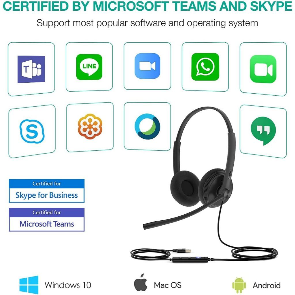Yealink UH34 Lite Dual USB Stereo Wired Headset MS Teams UC Noise Cancelling | HD Audio Sound | Lightweight