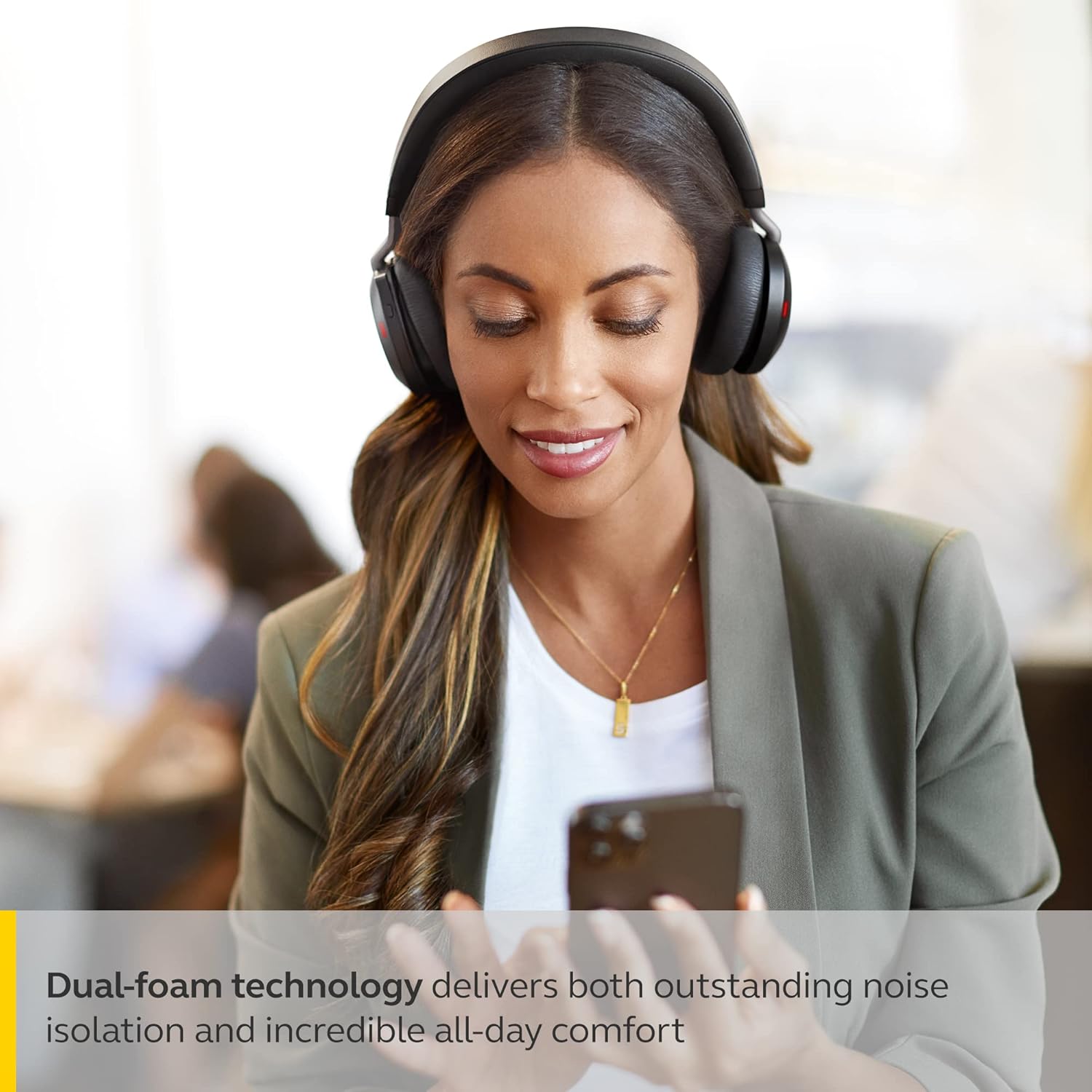 Jabra Evolve2 75  Wireless Headset with 8-Microphone Technology - Dual Foam Stereo Headphones with Advanced Active Noise Cancelling, USB-C Bluetooth Adapter and MS Teams-Compatibility