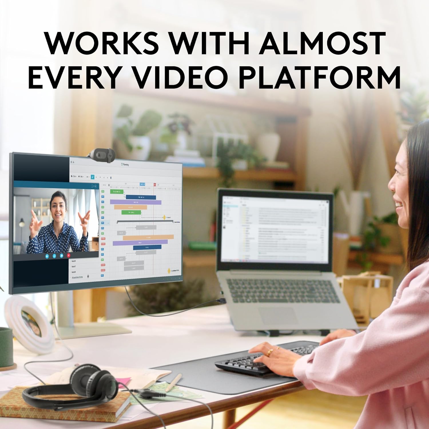 Logitech Brio 100 Full HD 1080p Webcam for Meetings, Streaming, Desktop, Laptop, PC - Built-in Mic, Shutter, USB-A, Teams, Zoom