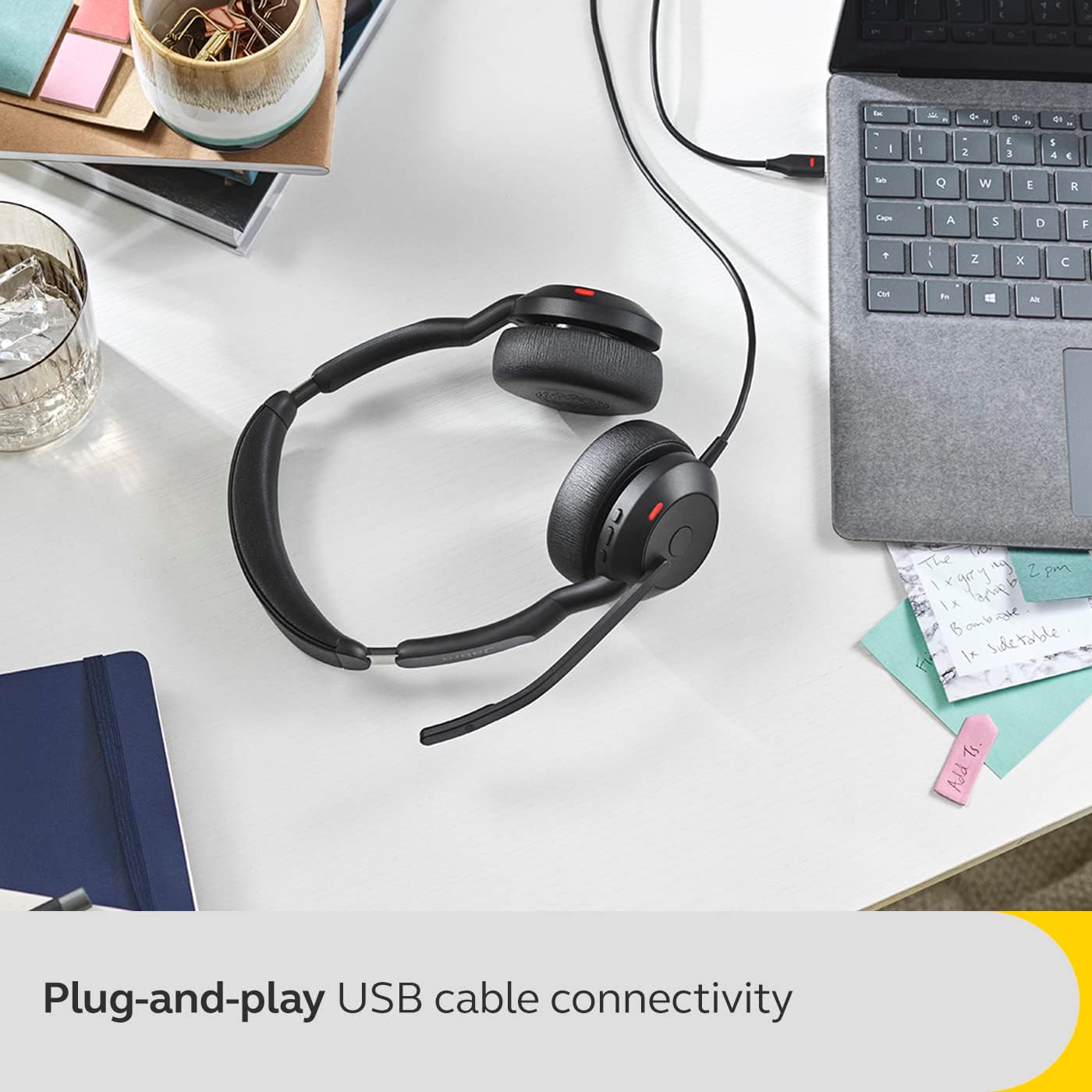 Jabra Evolve2 50 UC USB-A or USB-C/A Wired/Bluetooth Stereo Headset - with AirComfort Technology