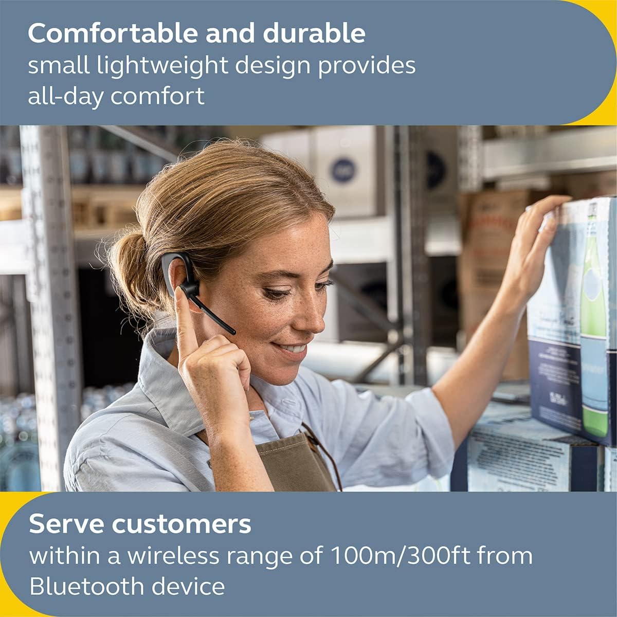 Jabra Perform 45 Push-to-Talk Bluetooth Wireless Headset, Noise-Cancelling Microphone, Push-to-Talk Functionality, Face2Face Mode, and Discreet Design, IP54-Rated