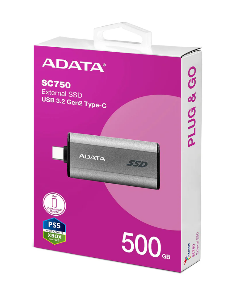 Adata SC750 USB 3.2 Gen2 Type-C External SSD (500GB, 1TB)