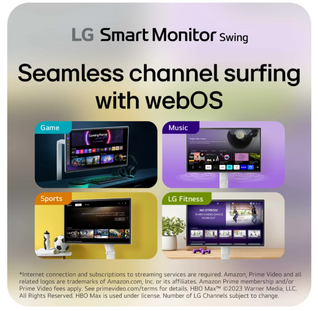 LG 32U889SA-W 32 Inch 4K UHD IPS Touchscreen Smart Monitor Swing with Rolling Stand
