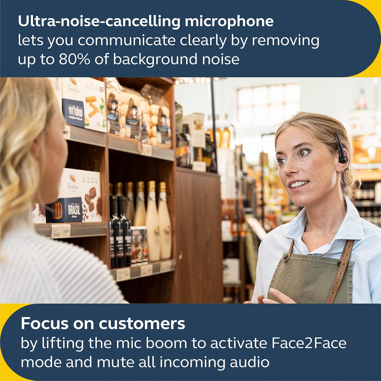 Jabra Perform 45 Push-to-Talk Bluetooth Wireless Headset, Noise-Cancelling Microphone, Push-to-Talk Functionality, Face2Face Mode, and Discreet Design, IP54-Rated