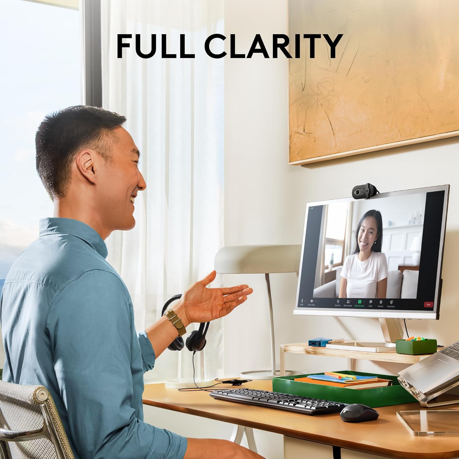 Logitech Brio 100 Full HD 1080p Webcam for Meetings, Streaming, Desktop, Laptop, PC - Built-in Mic, Shutter, USB-A, Teams, Zoom
