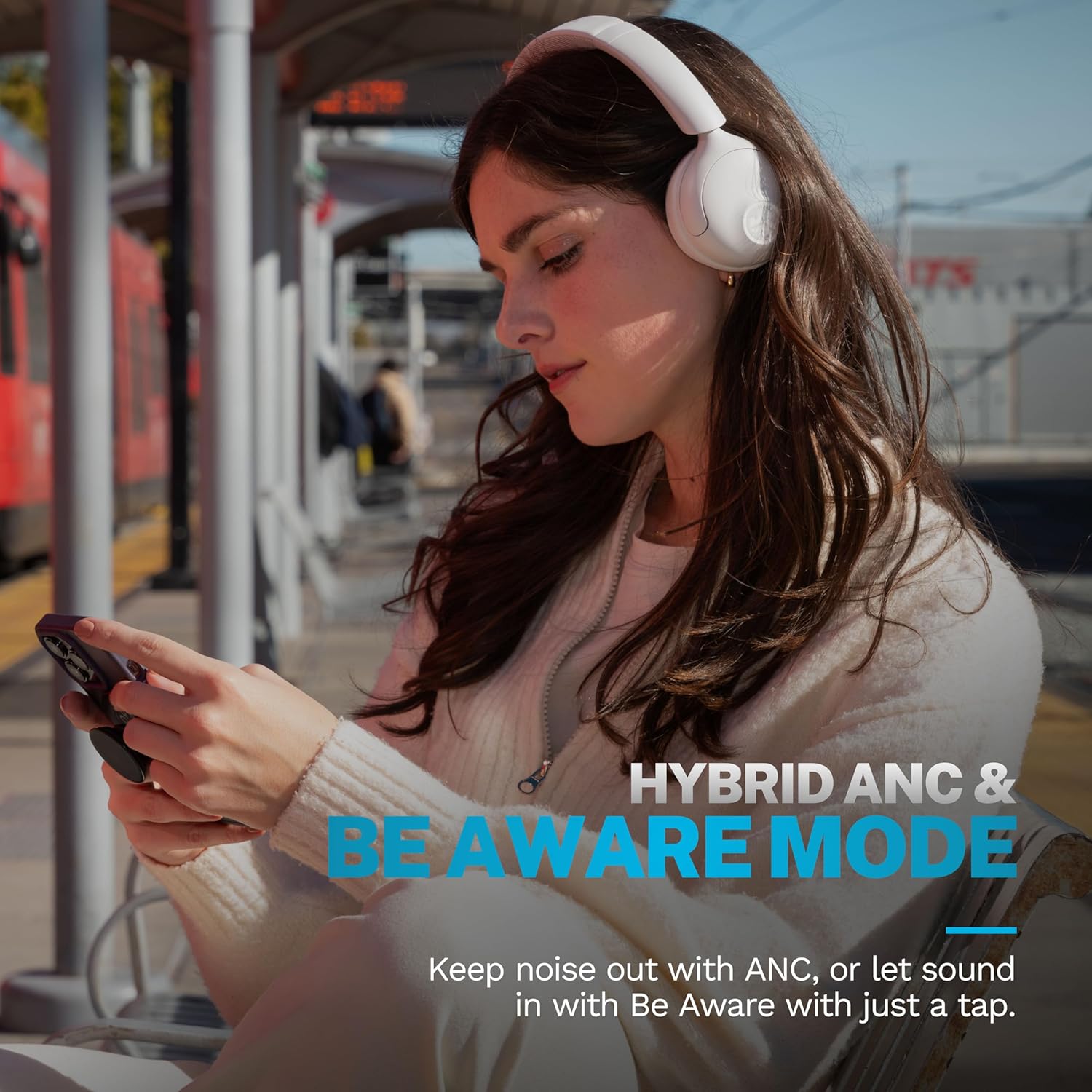 JLab Go Lux ANC Wireless Headphones, Graphite, Hybrid Active Noise Cancelling, Premium On-Ear Bluetooth Headset, Customizable Sound, Be Aware Mode, Cloud Foam Comfort, Multipoint Connection