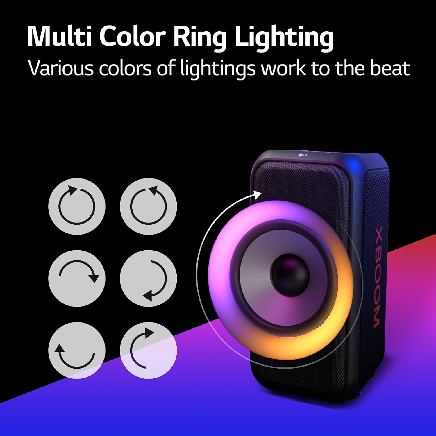 LG XBOOM XL5T Multi-Color Ring Lighting Bluetooth Party Speaker Audio System up to 12hrs Battery