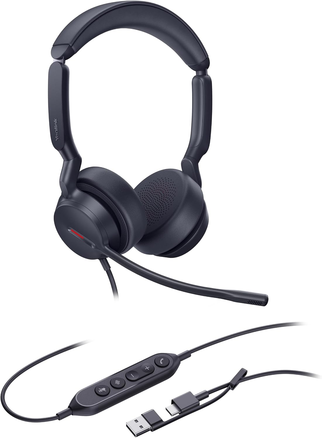 Yealink UH44 Dual MS UC USB-C/A USB Stereo Wired Headset Dual Noise Cancelling, HD Audio Sound, Lightweight