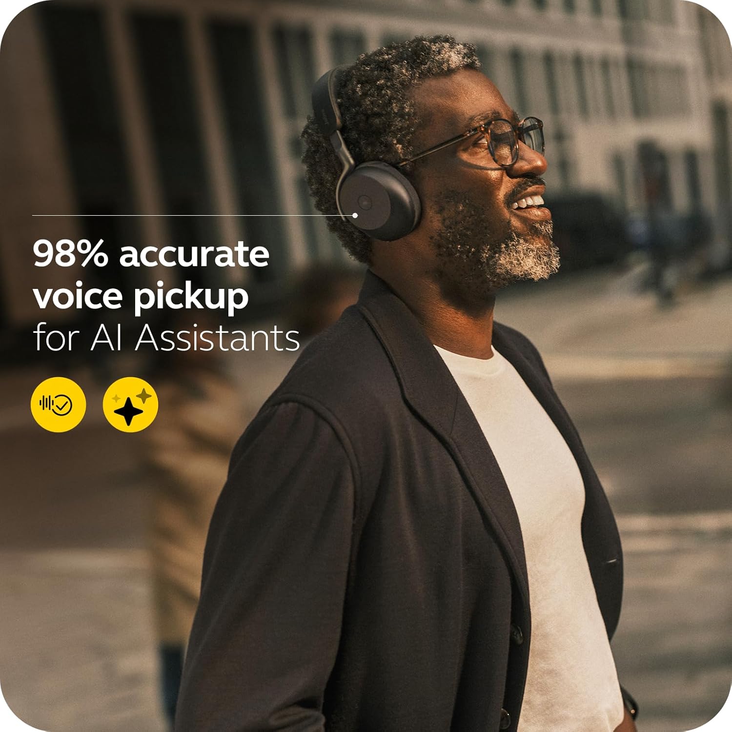 Jabra Evolve3 75 On-Ear USB-C Wireless Bluetooth Headset with Microphone for Work, AI Voice Call Technology, Advanced Active Noise Cancellation, 22-Hour Battery, Works with Online Meeting Apps