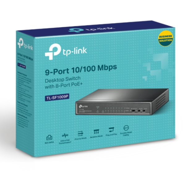 TP-Link TL-SF1009P 9-Port 10/100Mbps Desktop Switch with 8-Port PoE+