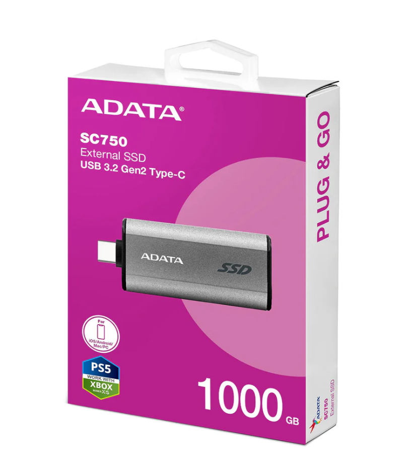 Adata SC750 USB 3.2 Gen2 Type-C External SSD (500GB, 1TB)