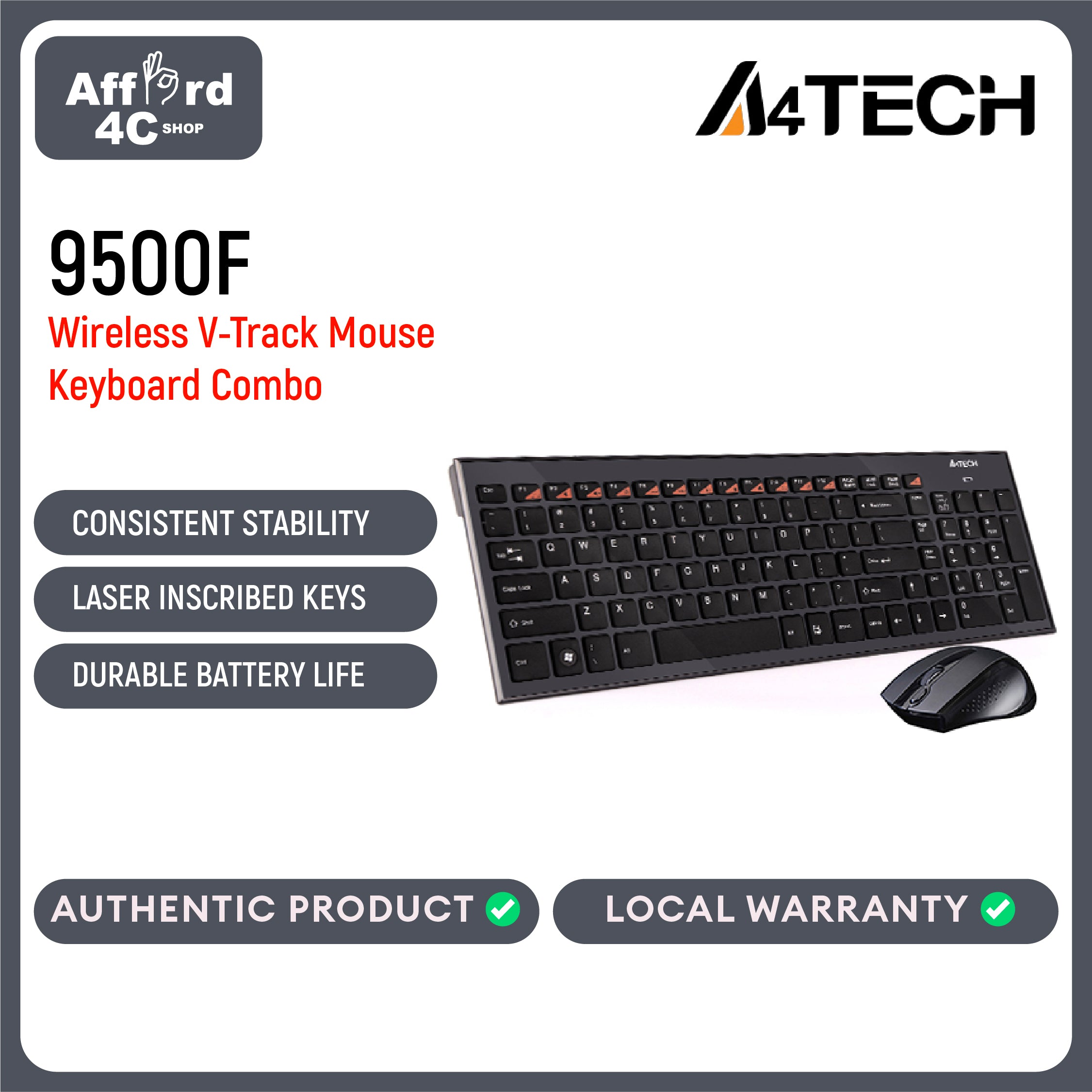 A4Tech 9500F A4tech Wireless V-Track Combo Keyboard Mouse