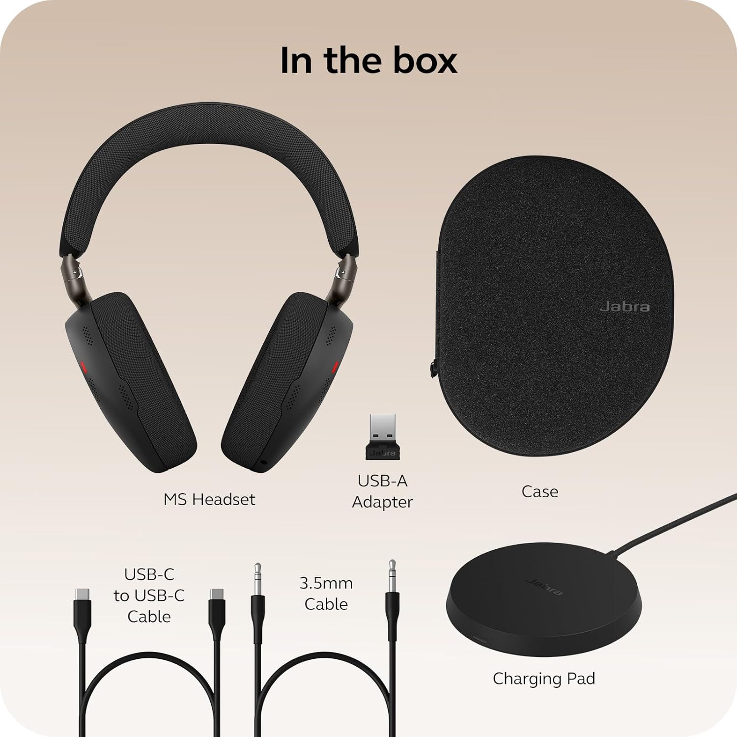 Jabra Evolve3 85 Over-Ear USB-A Wireless Bluetooth Headset with Mic and Wireless Charging Stand for Work, AI Voice Call Technology, Adaptive ANC, 25-Hour Battery, Works with Online Meeting Apps
