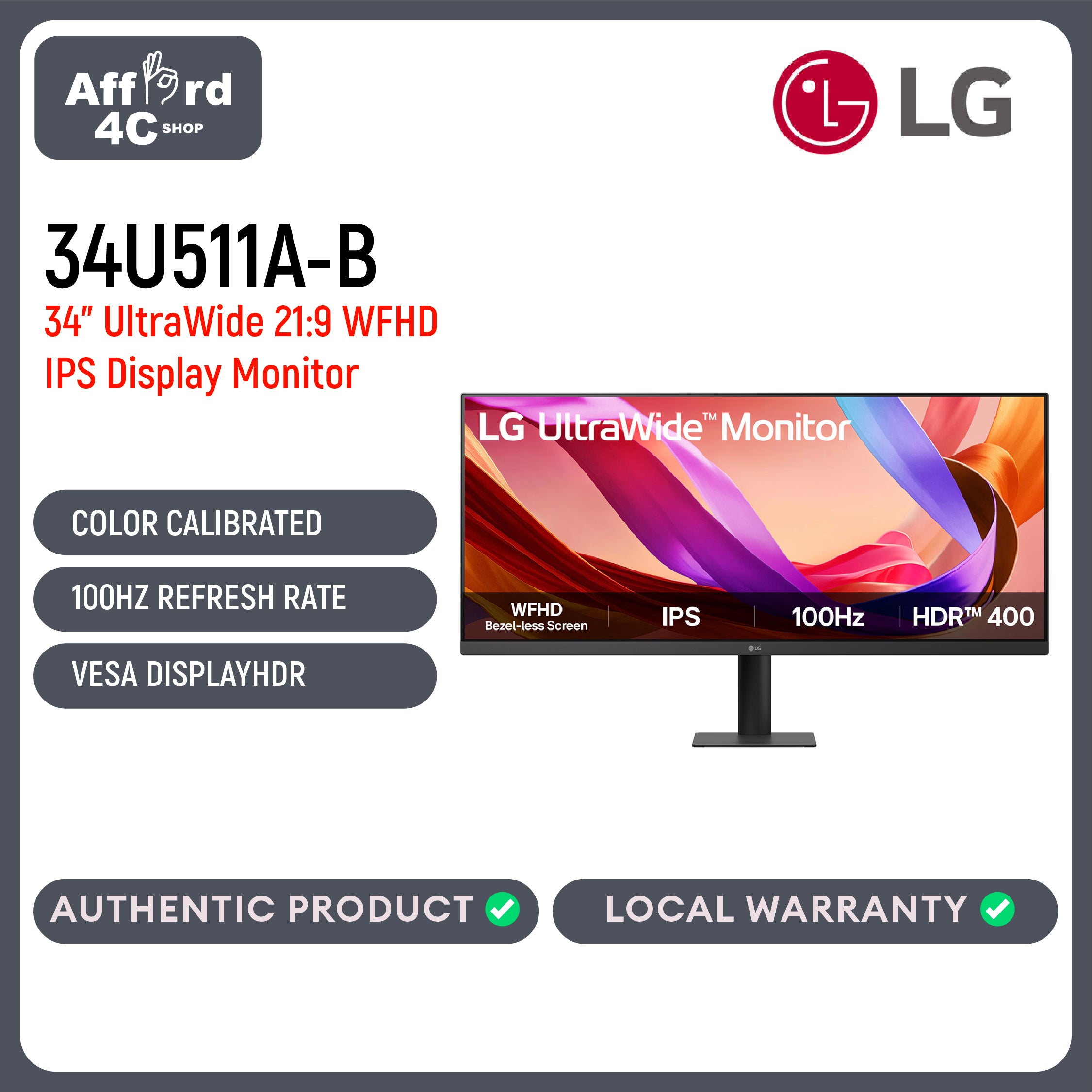 LG 34U511A-B 34-inch UltraWide™ 21:9 WFHD (2560x1080) IPS Display