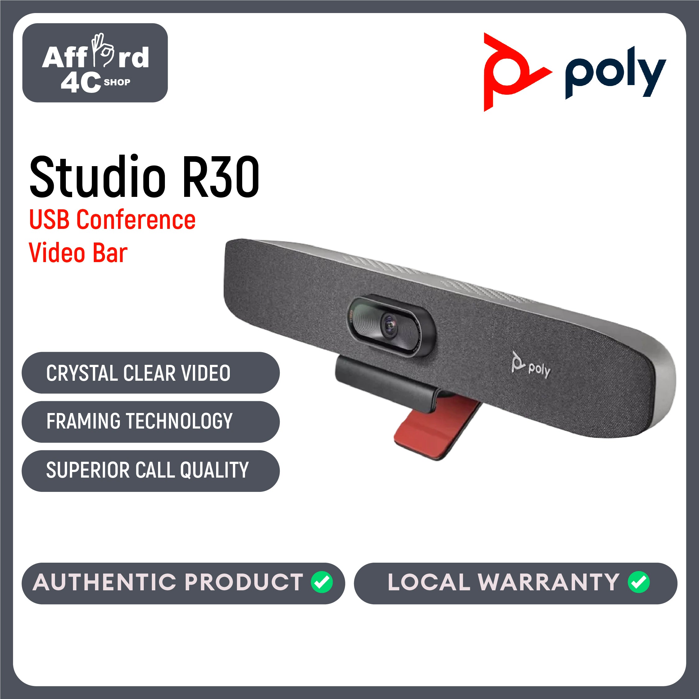 Poly Studio R30 USB Video Bar AP Eng localization