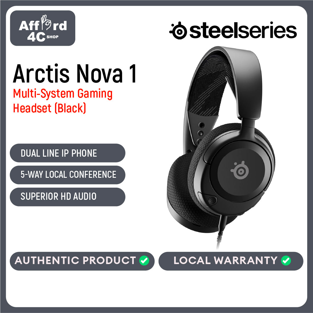 SteelSeries Arctis Nova 1 Ultra Lightweight Noise-Cancelling Mic Wired Gaming Headset
