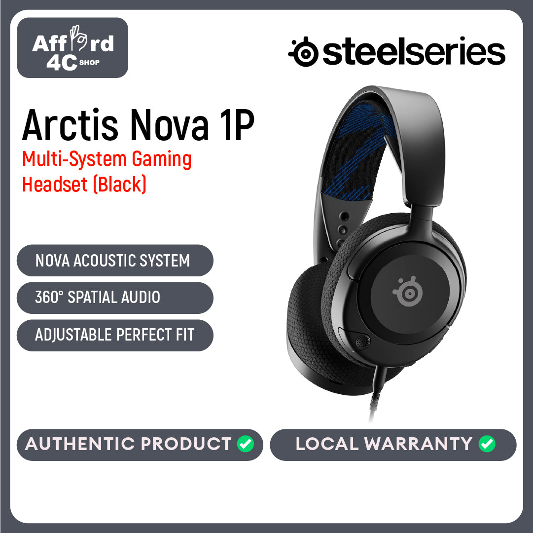 SteelSeries Arctis Nova 1P Ultra Lightweight Noise-Cancelling Mic Wired Gaming Headset