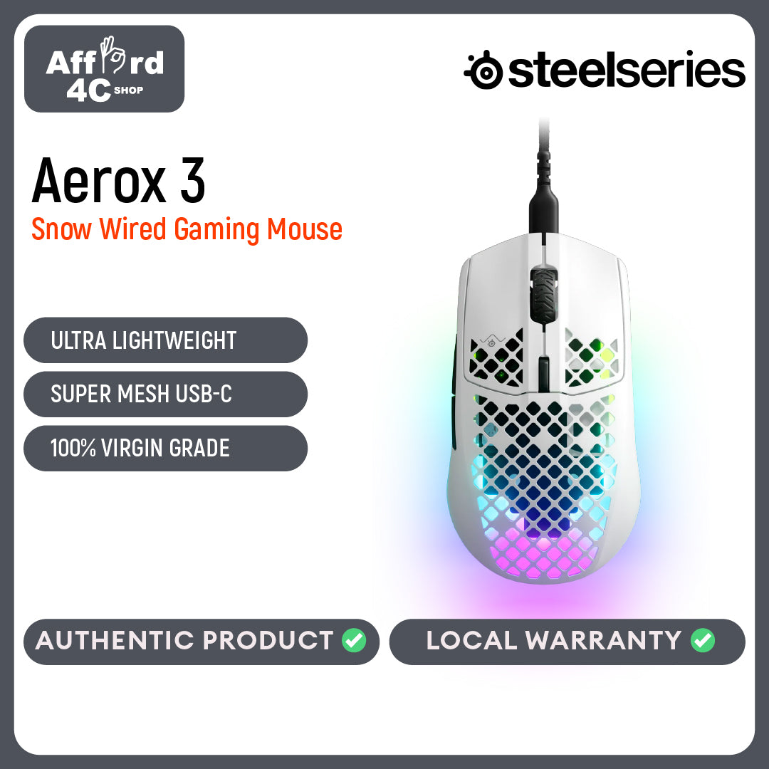 SteelSeries 62603 Aerox 3 Snow Gaming Mouse