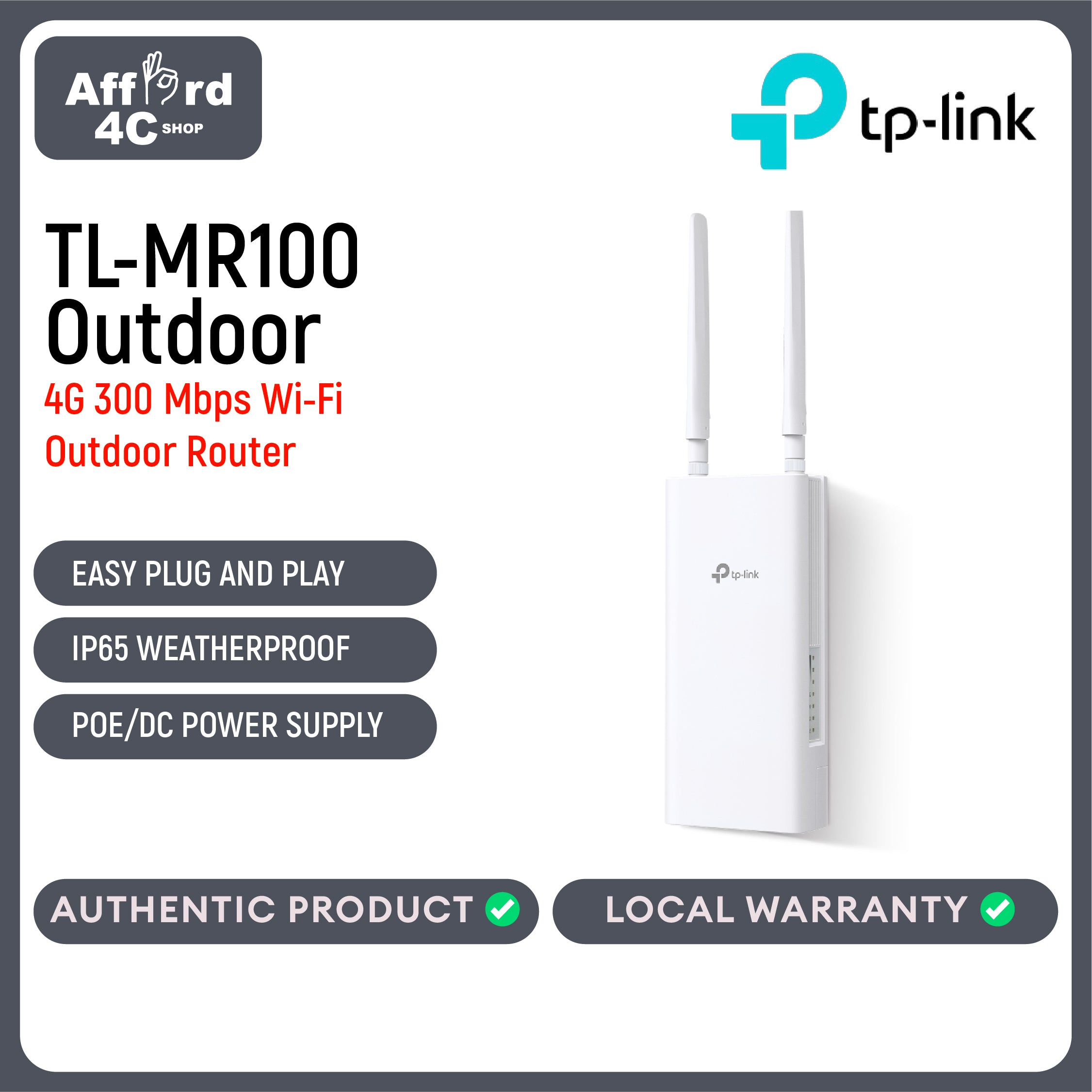 TP-Link TL-MR100 4G 300 Mbps Wi-Fi Outdoor Router