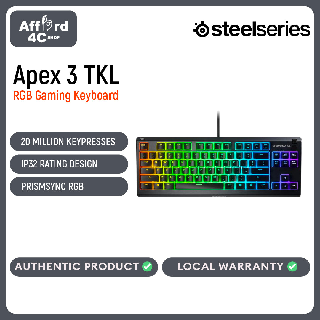 SteelSeries 64831 Apex 3 TKL Gaming Keyboard RGB