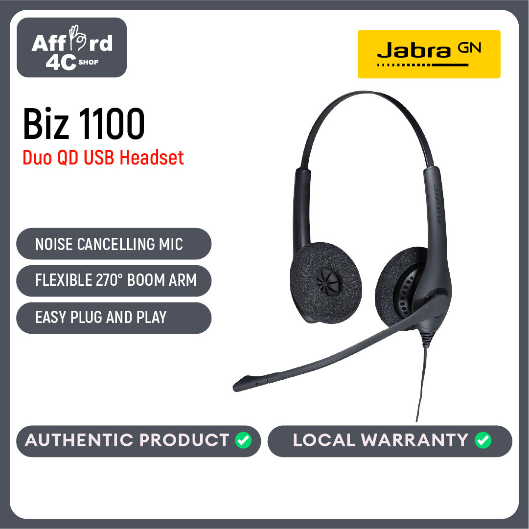 Jabra Biz 1100/1500/2300/2400 Professional Corded Headset & Headphones Solution for Call Center and Customer Service