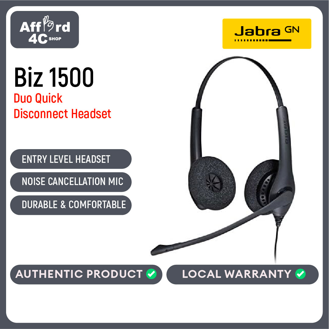 Jabra BIZ 1500 Duo QD Headset Part No. 1519-0157