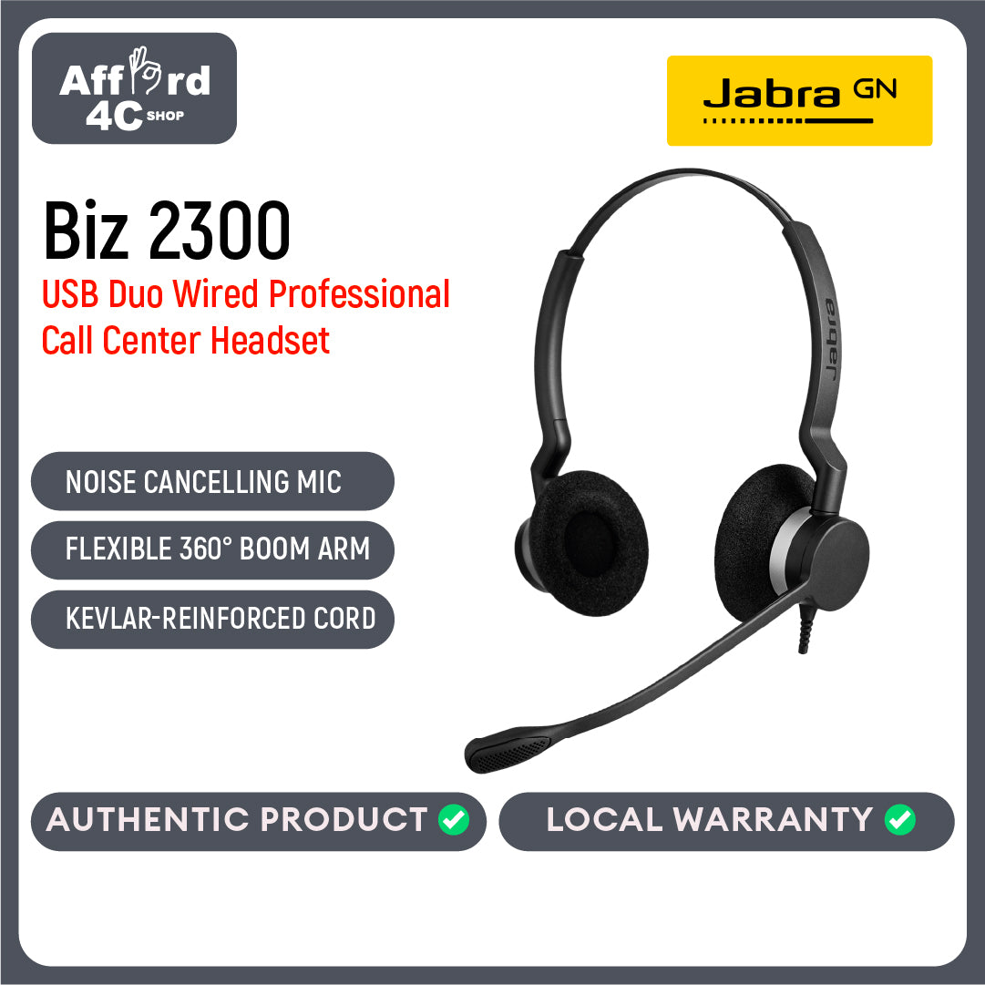 Jabra Biz 1100/1500/2300/2400 Professional Corded Headset & Headphones Solution for Call Center and Customer Service