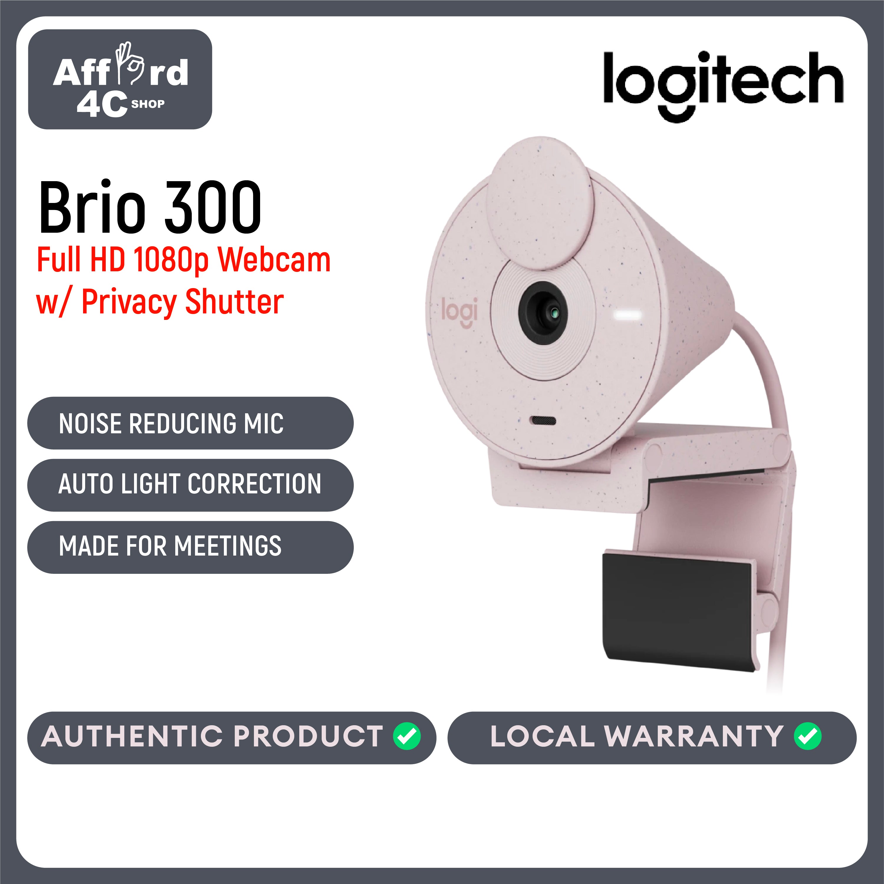Logitech Brio 300 Full HD 1080P Webcam