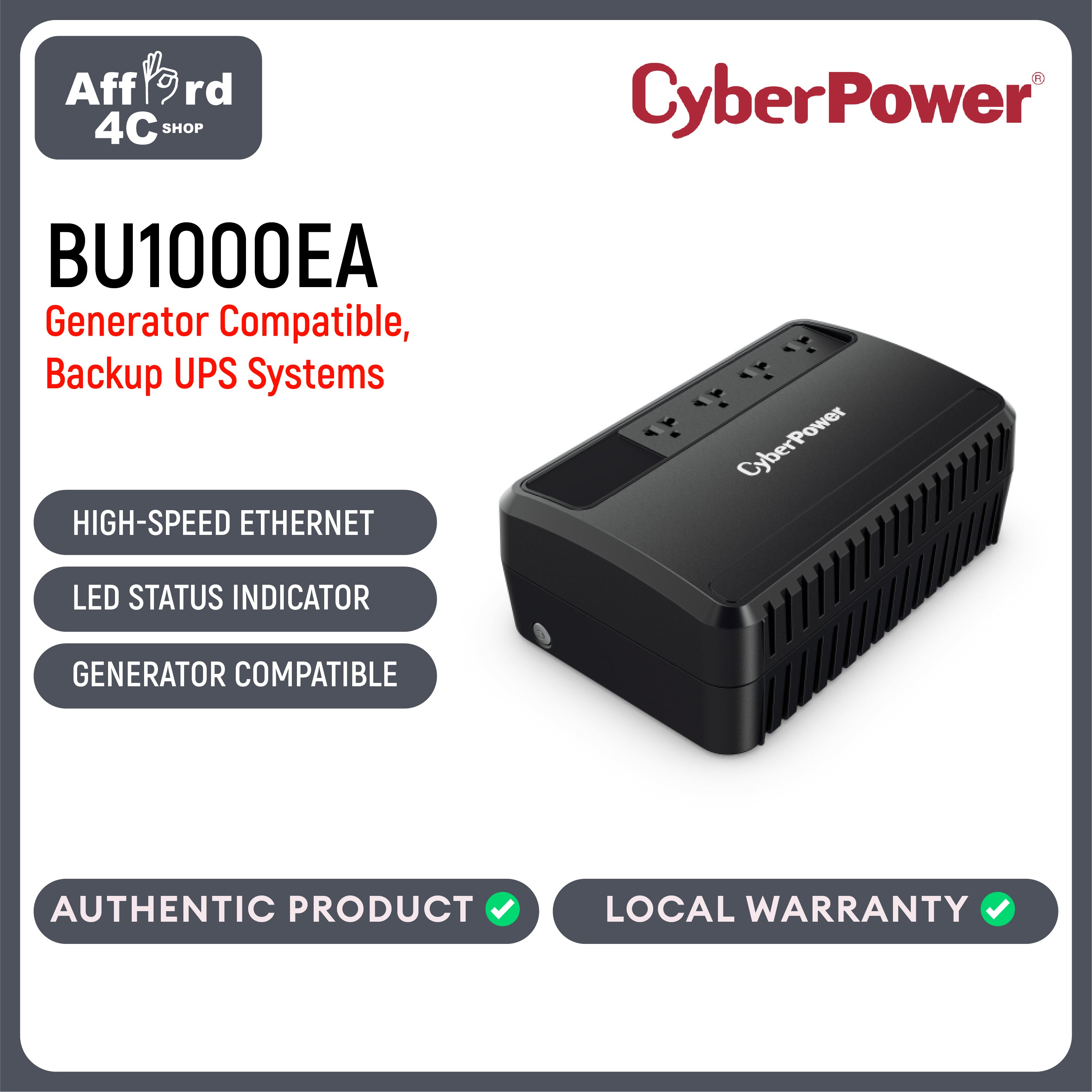 CyberPower UPS 1000VA/630W,Green,2 year WA for battery