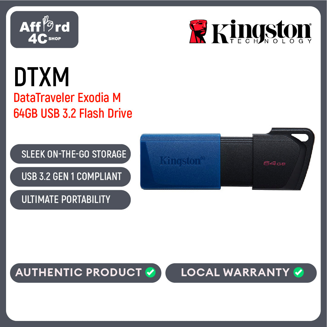Kingston DataTraveler Exodia M 64GB/128GB/256GB USB 3.2 Gen 1 Flash Drive