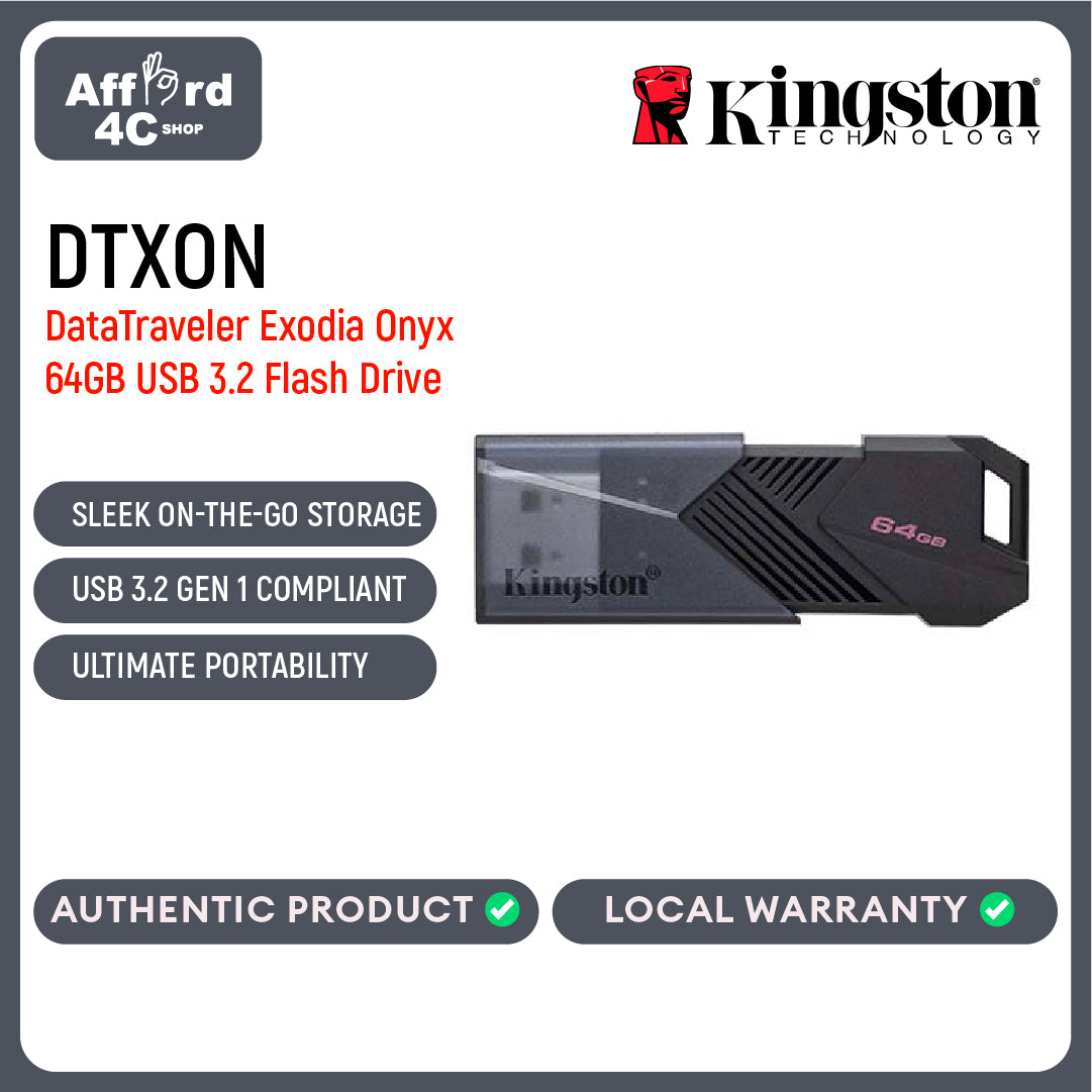 Kingston DataTraveler Exodia Onyx 64GB/128GB/256GB USB 3.2 Gen 1 Series USB Flash Drive