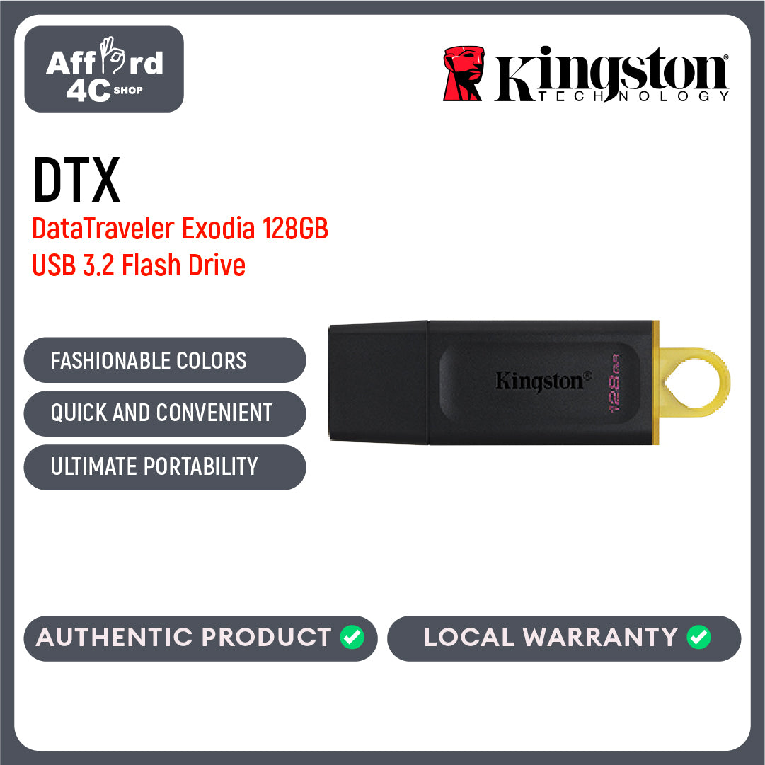 Kingston DataTraveler Exodia 64GB/128GB/256GB USB 3.2 Gen 1 USB Flash Drive