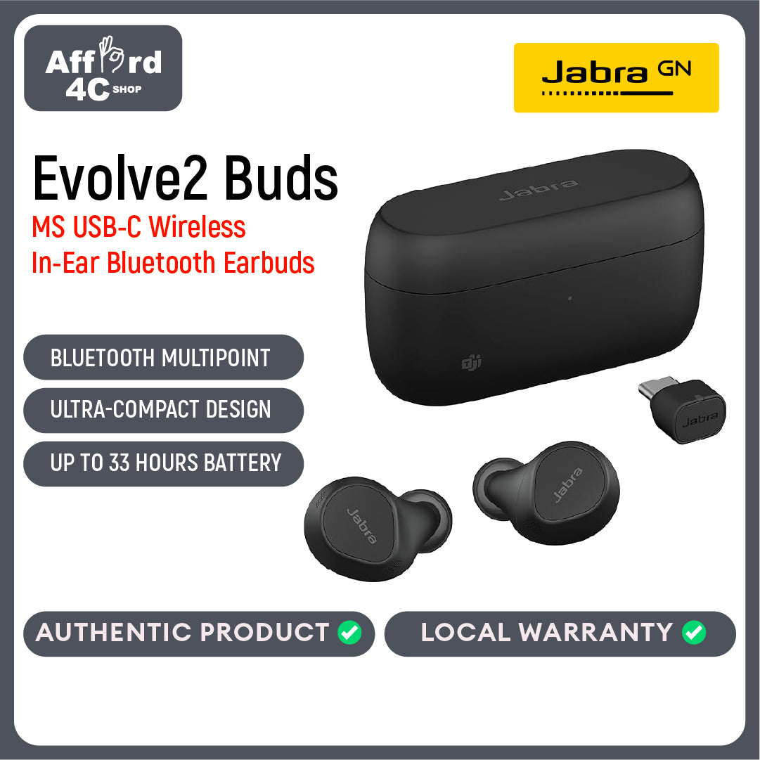 Jabra Evolve2 Buds, Active Noise Cancellation, Wireless Bluetooth Earbuds With Link 380 USB-C Wireless Adapter