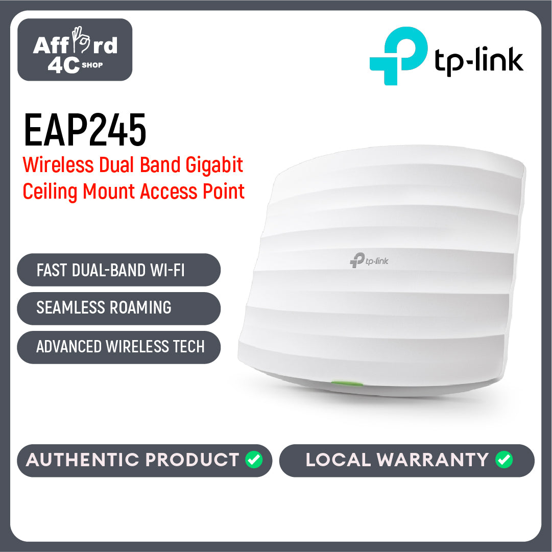 TP-Link EAP245 AC1750 Wireless Dual Band Gigabit Ceiling Mount Access Point