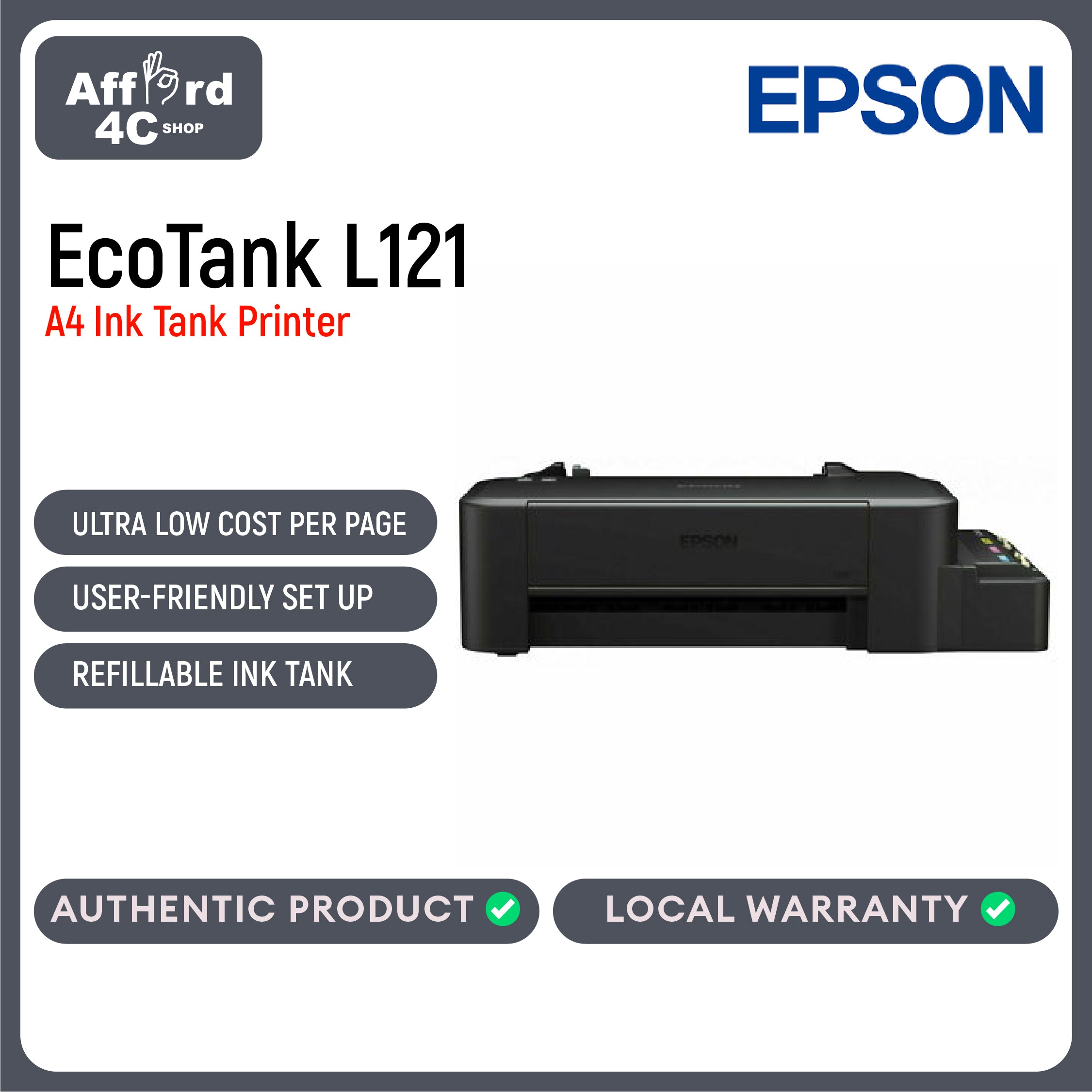 Epson EcoTank L121 A4 Ink Tank Printer