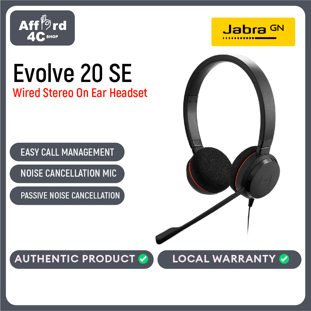 Jabra Evolve 20 SE (Special Edition Leatherette) MS  Stereo USB Headset