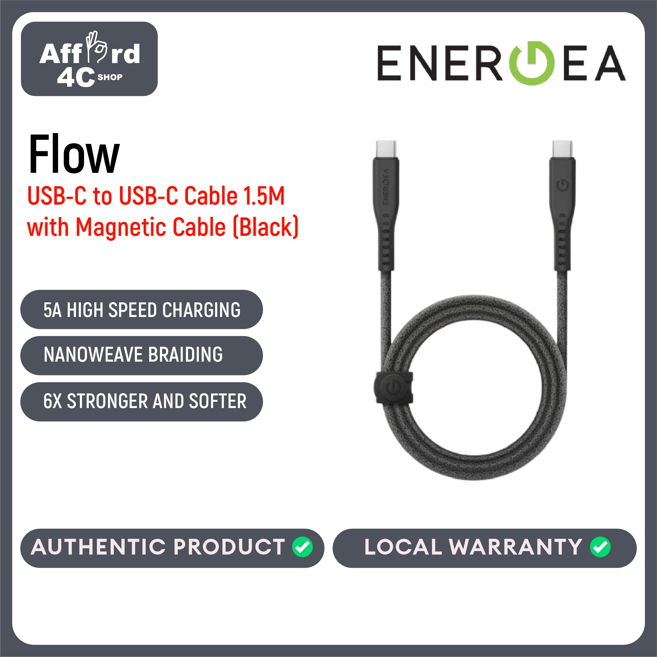 Energea Flow USB-C to USB-C Cable 1.5M