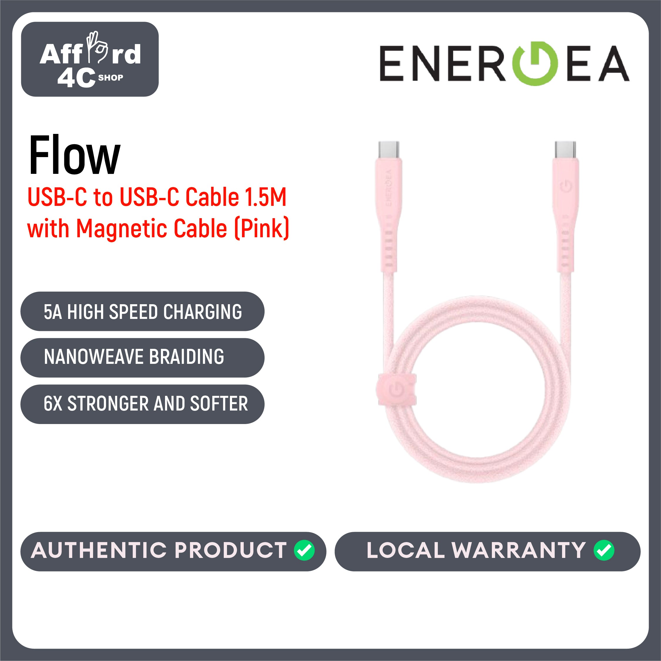 Energea Flow USB-C to USB-C Cable 1.5M