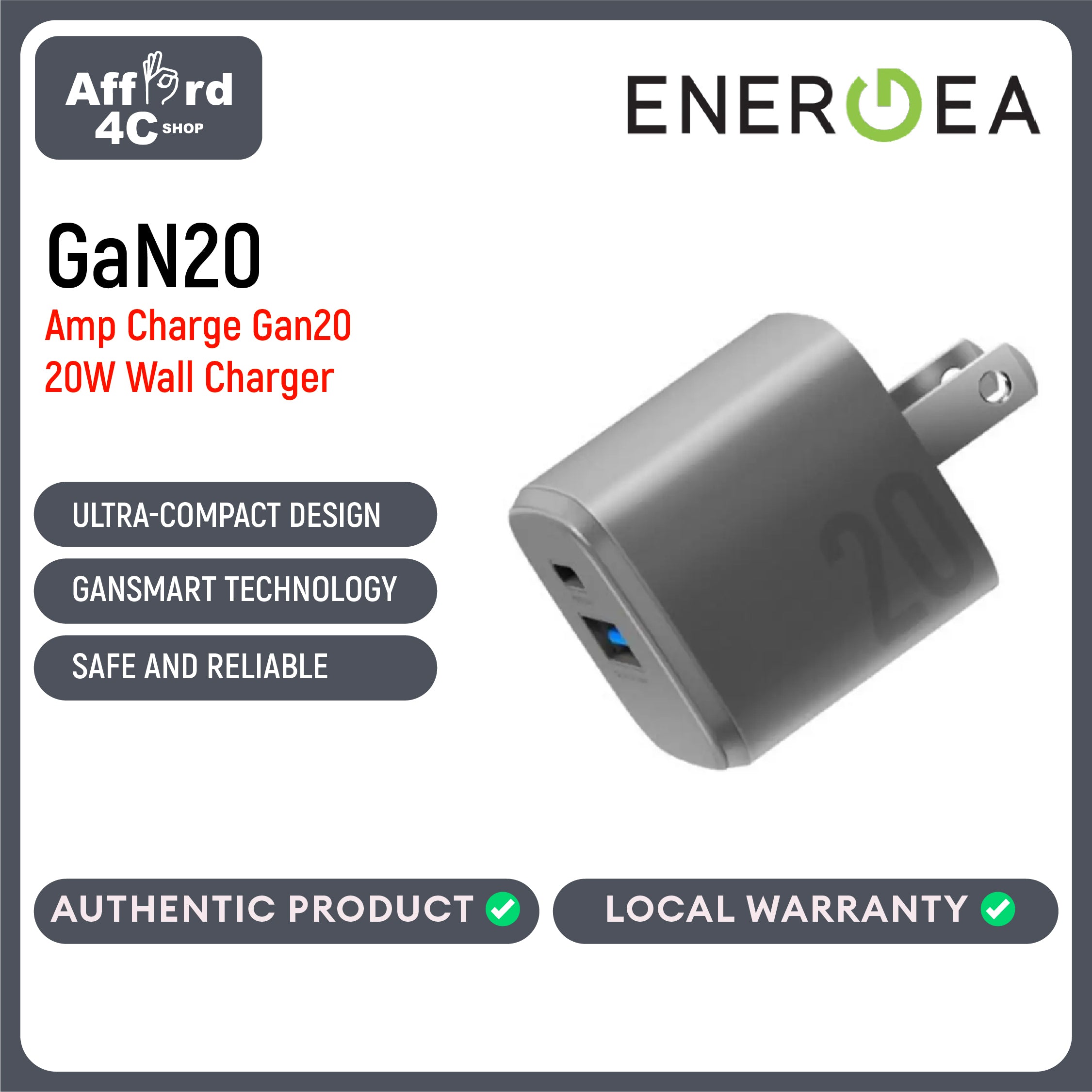 Energea Ampcharge GaN20 Adapter