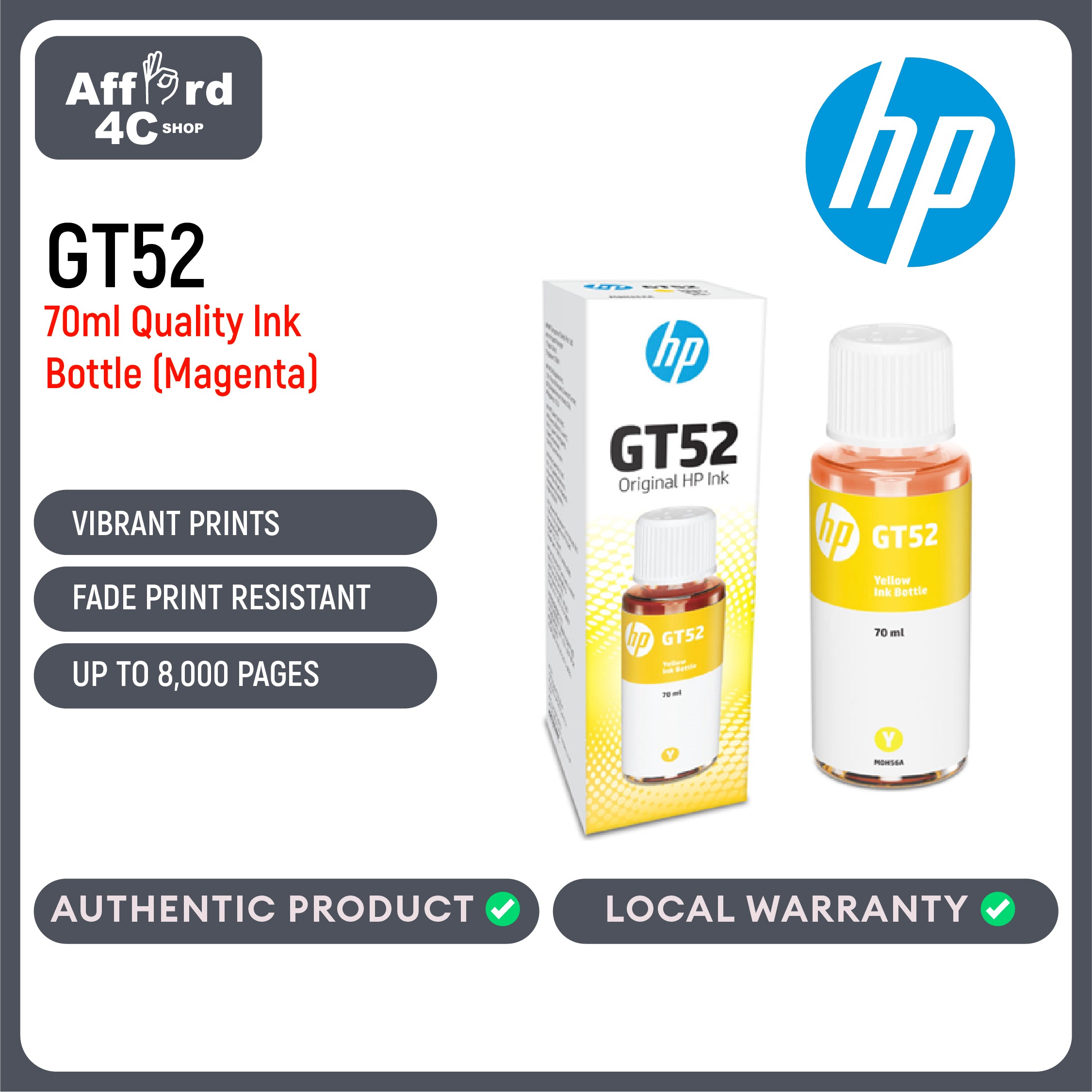 HP GT52 Cyan/Magenta/Yellow Ink Bottle Compatible with Smart Tanks All-In-One Printer Series