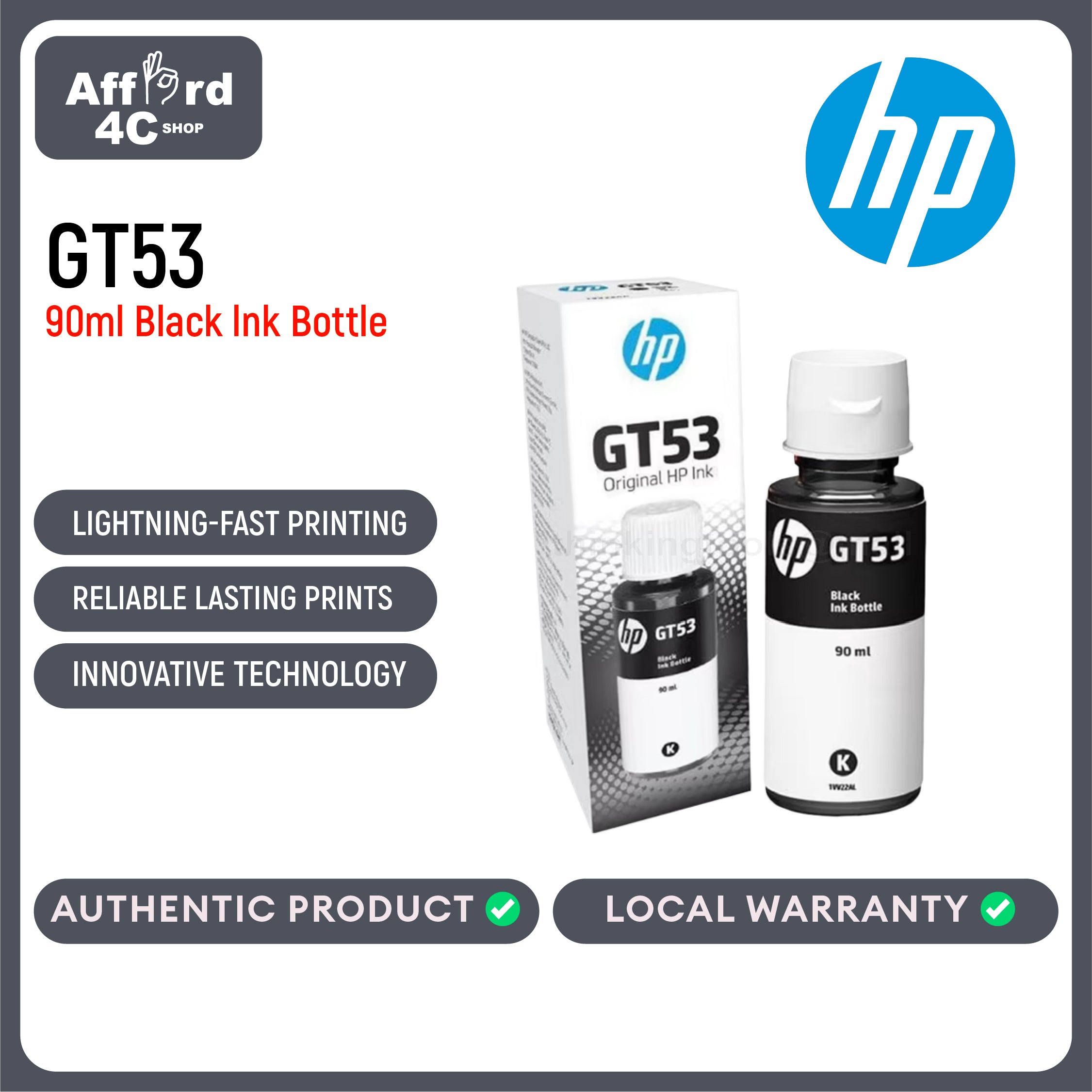 HP GT53 Black Original Compatible with Smart Tanks All-In-One Printer Series