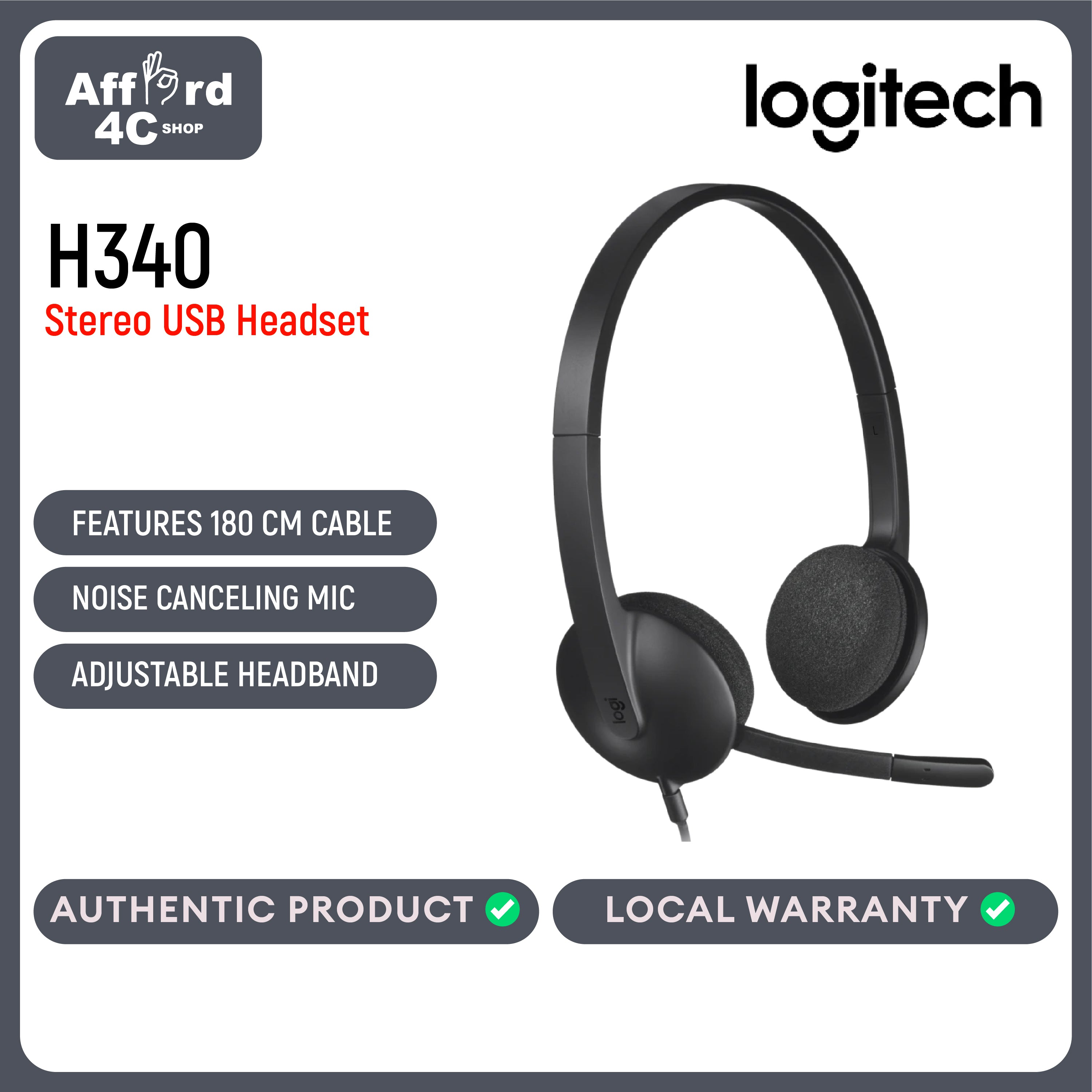 Logitech H340 USB Computer Headset